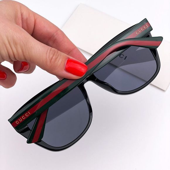 GUCCI GG0926S 001 Sunglasses Black Green Gray Square Unisex - Picture 2 of 12